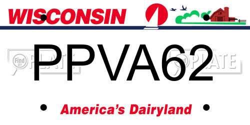 PPVA62 Wisconsin License Plate
