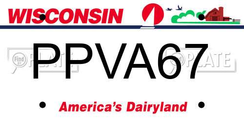 PPVA67 Wisconsin License Plate