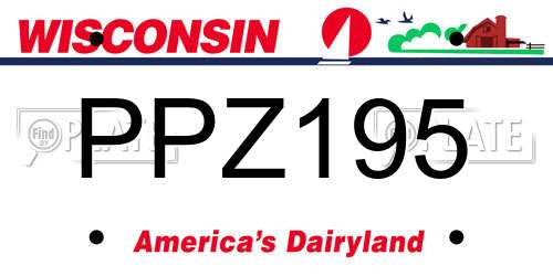 PPZ195 Wisconsin License Plate