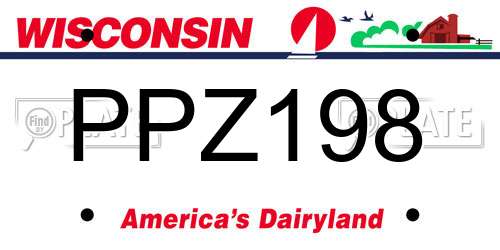 PPZ198 Wisconsin License Plate