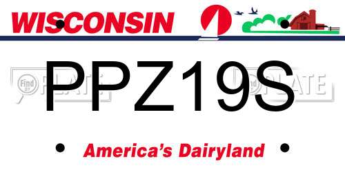 PPZ19S Wisconsin License Plate