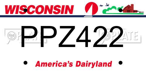 PPZ422 Wisconsin License Plate