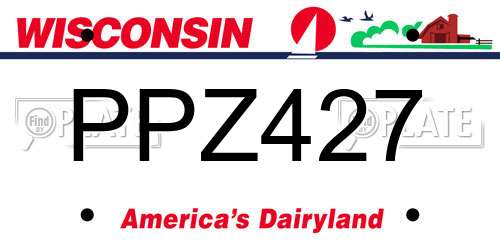 PPZ427 Wisconsin License Plate