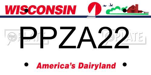 PPZA22 Wisconsin License Plate