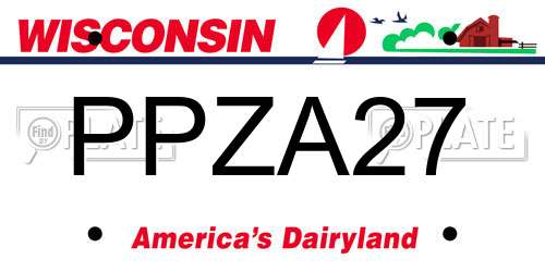 PPZA27 Wisconsin License Plate