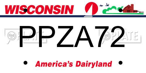 PPZA72 Wisconsin License Plate