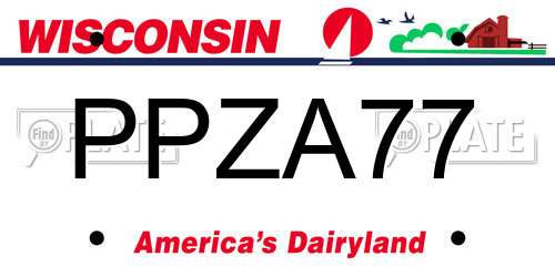 PPZA77 Wisconsin License Plate
