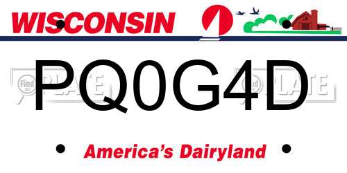 PQ0G4D Wisconsin License Plate