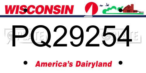 PQ29254 Wisconsin License Plate