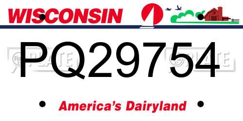 PQ29754 Wisconsin License Plate
