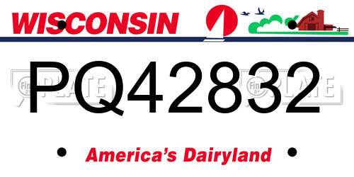 PQ42832 Wisconsin License Plate