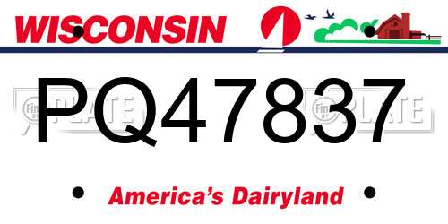 PQ47837 Wisconsin License Plate