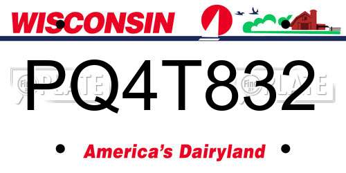PQ4T832 Wisconsin License Plate
