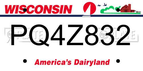 PQ4Z832 Wisconsin License Plate