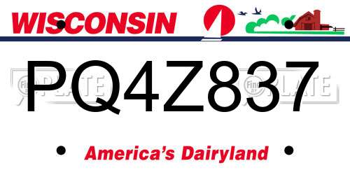 PQ4Z837 Wisconsin License Plate