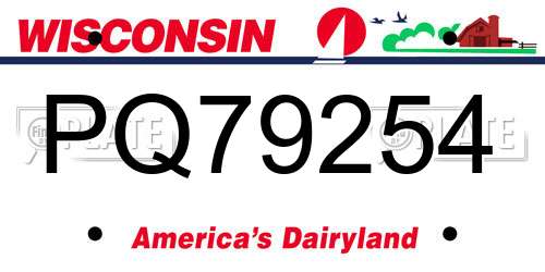 PQ79254 Wisconsin License Plate