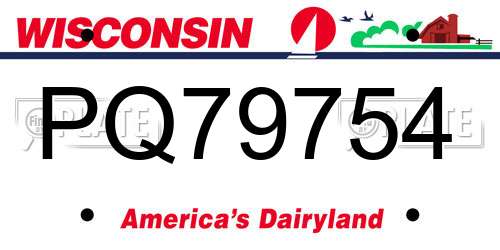 PQ79754 Wisconsin License Plate