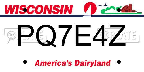 PQ7E4Z Wisconsin License Plate