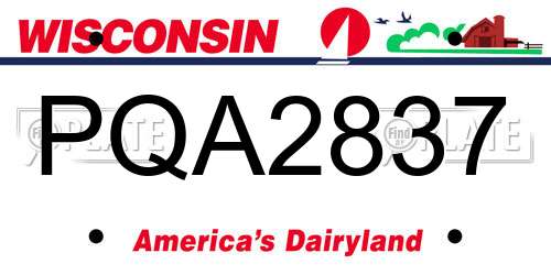 PQA2837 Wisconsin License Plate