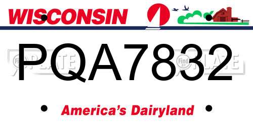 PQA7832 Wisconsin License Plate