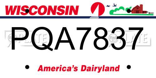 PQA7837 Wisconsin License Plate