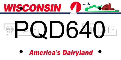 PQD640 Wisconsin License Plate