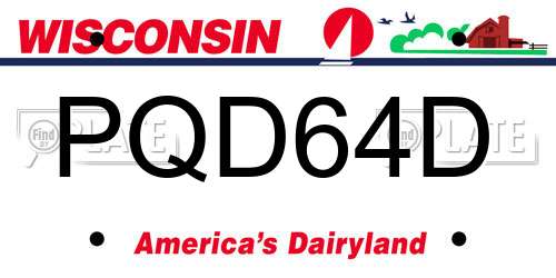 PQD64D Wisconsin License Plate