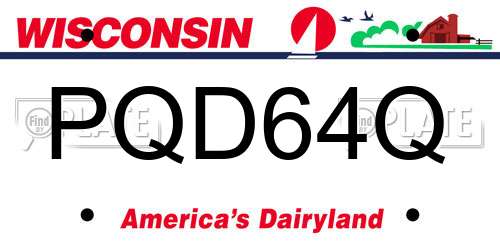 PQD64Q Wisconsin License Plate