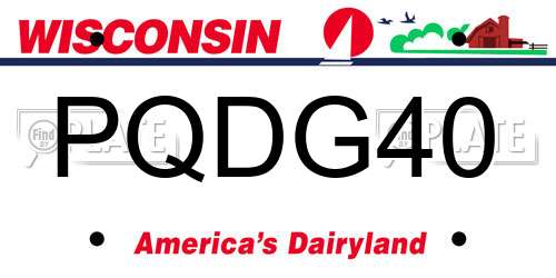 PQDG40 Wisconsin License Plate
