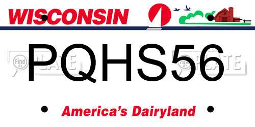 PQHS56 Wisconsin License Plate