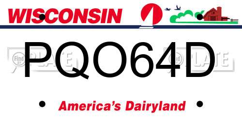 PQO64D Wisconsin License Plate