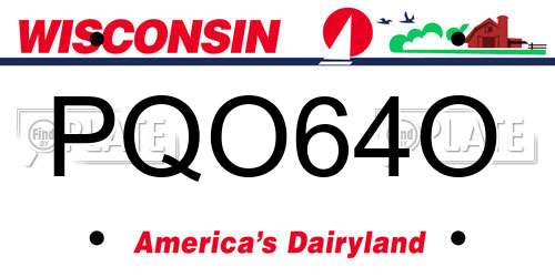 PQO64O Wisconsin License Plate