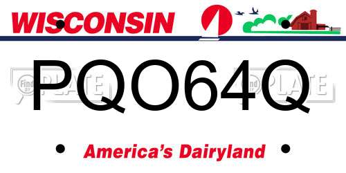 PQO64Q Wisconsin License Plate