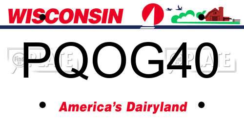 PQOG40 Wisconsin License Plate