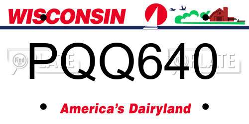 PQQ640 Wisconsin License Plate