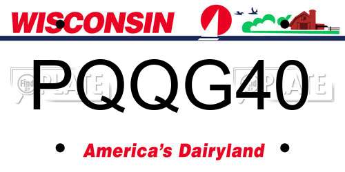 PQQG40 Wisconsin License Plate