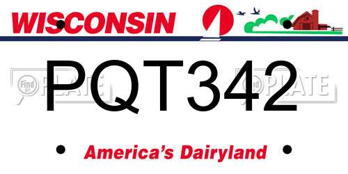 PQT342 Wisconsin License Plate