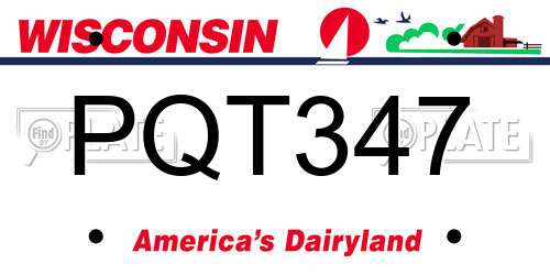 PQT347 Wisconsin License Plate