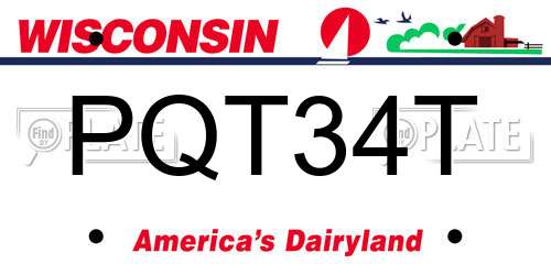 PQT34T Wisconsin License Plate