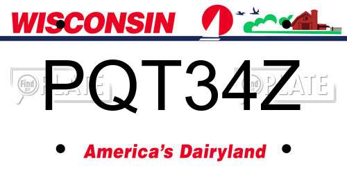 PQT34Z Wisconsin License Plate