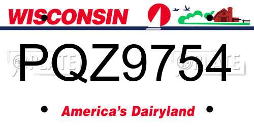 PQZ9754 Wisconsin License Plate