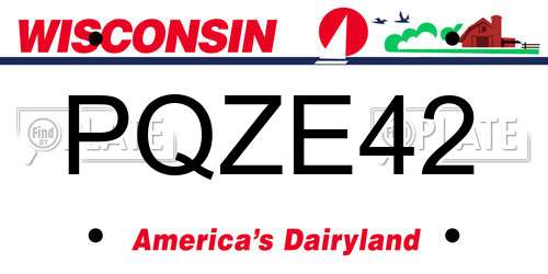 PQZE42 Wisconsin License Plate