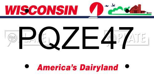 PQZE47 Wisconsin License Plate