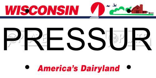 PRESSUR Wisconsin License Plate