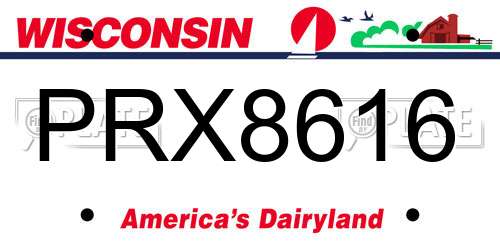 PRX8616 Wisconsin License Plate