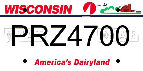PRZ4700 Wisconsin License Plate