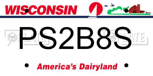 PS2B8S Wisconsin License Plate