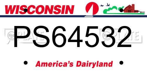 PS64532 Wisconsin License Plate