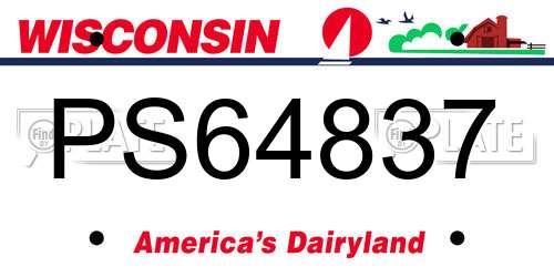 PS64837 Wisconsin License Plate