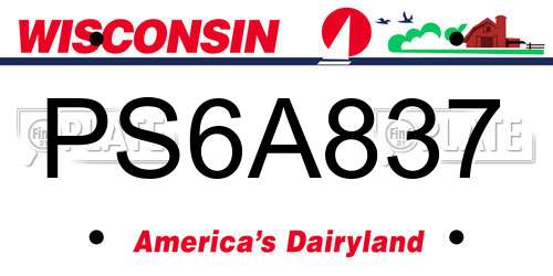 PS6A837 Wisconsin License Plate
